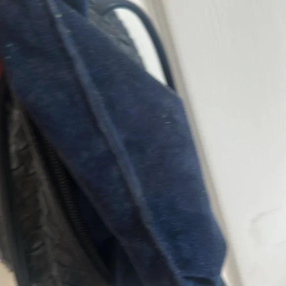 The Brio Navy Blue Woven Leather Shoulder Bag - Picture 11 of 11